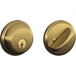 Outlet 👍 Schlage Antique Brass Single Cylinder Deadbolt ⌛