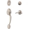 Best Sale ⭐ Schlage Satin Nickel Entry Door Handleset With Accent Interior Lever ✔️