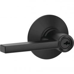 Best Sale 😉 Schlage Latitude Matte Black Keyed Entry Door Lever 🔔