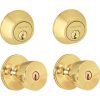 Promo 🔥 Schlage Dexter Bright Brass Deadbolt And Door Knob Combo 🎁