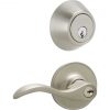 Flash Sale 💯 Schlage Dexter Seville Satin Nickel Deadbolt And Lever Combo ⭐