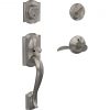 Hot Sale 😀 Schlage Camelot Handleset With Single Cylinder Deadbolt And Accent Lever In Satin Nickel - Left Handed ✨