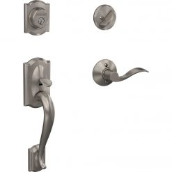 Wholesale ✨ Schlage Camelot Handleset With Single Cylinder Deadbolt And Accent Lever In Satin Nickel - Right Handed 🥰