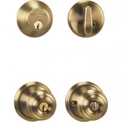 Deals 🔔 Schlage Antique Brass Deadbolt And Door Knob Combo 🤩