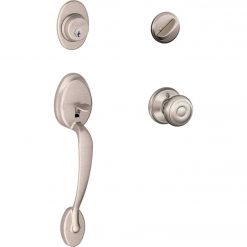 Promo ✨ Schlage Satin Nickel Entry Door Handleset With Georgian Knob 🎁
