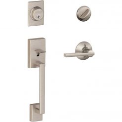 Flash Sale 👏 Schlage Century Handleset With Single Cylinder Deadbolt And Latitude Lever In Satin Nickel 🛒